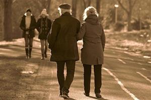 Older couple out for a walk