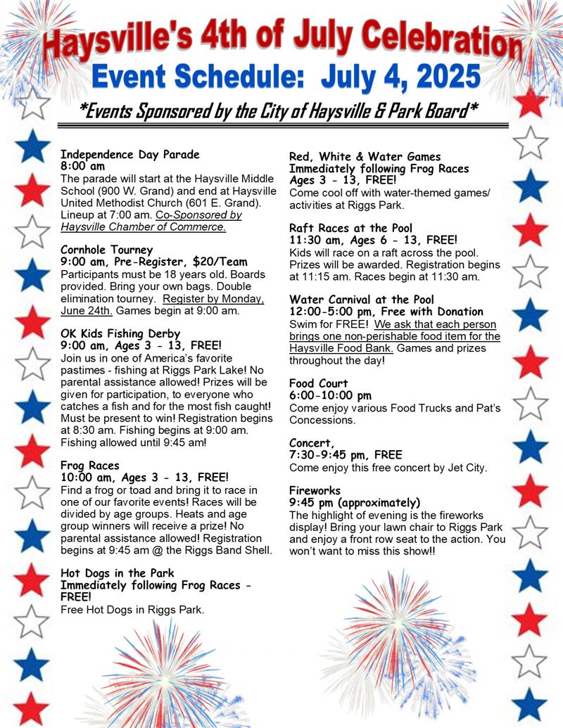 4th of July Schedule